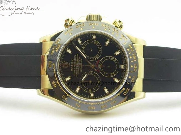 Daytona 1:1 Clone 116518 LN YG Dial Best Black ARF Rubber A4130 On Strap Super Edition 0303